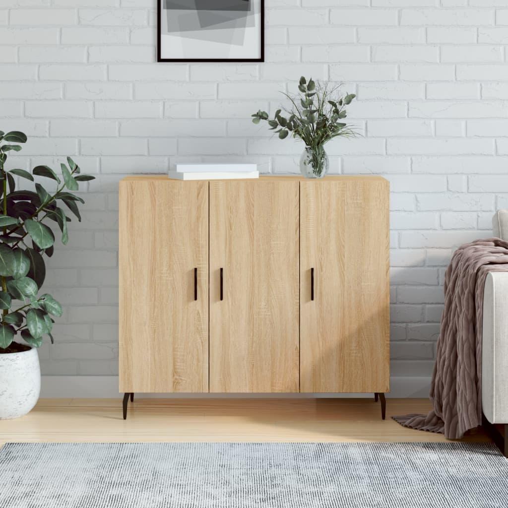 Skænk/skab 90×34×80 cm i konstrueret træ - røget egetræslook