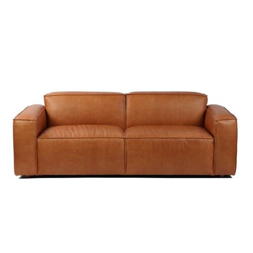Sofa i læder - brun, urban, 3-personers (214 × 94 × 77 cm)