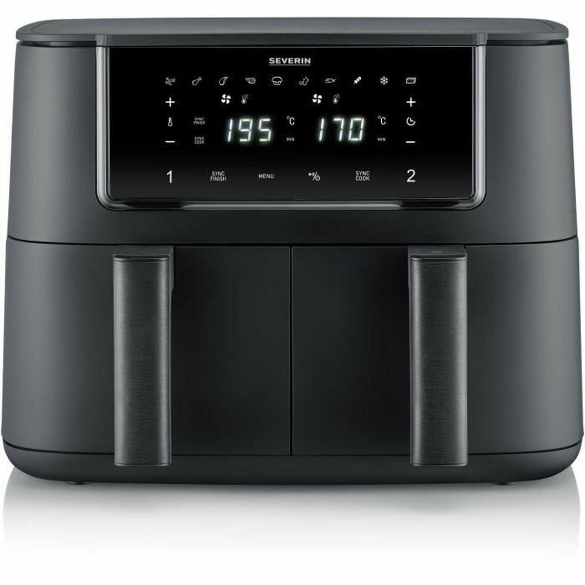 Severin FR 2463 dual zone airfryer i sort med to zoner og digital betjening