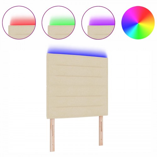 LED-sengegavl med RGB LED-lysstrimler - creme, 80 cm