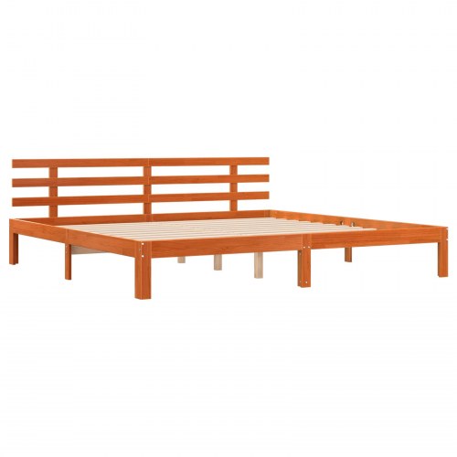 Sengeramme i massivt fyrretræ - voks brun, 203,5 × 205,5 × 69,5 cm (AU Super King)