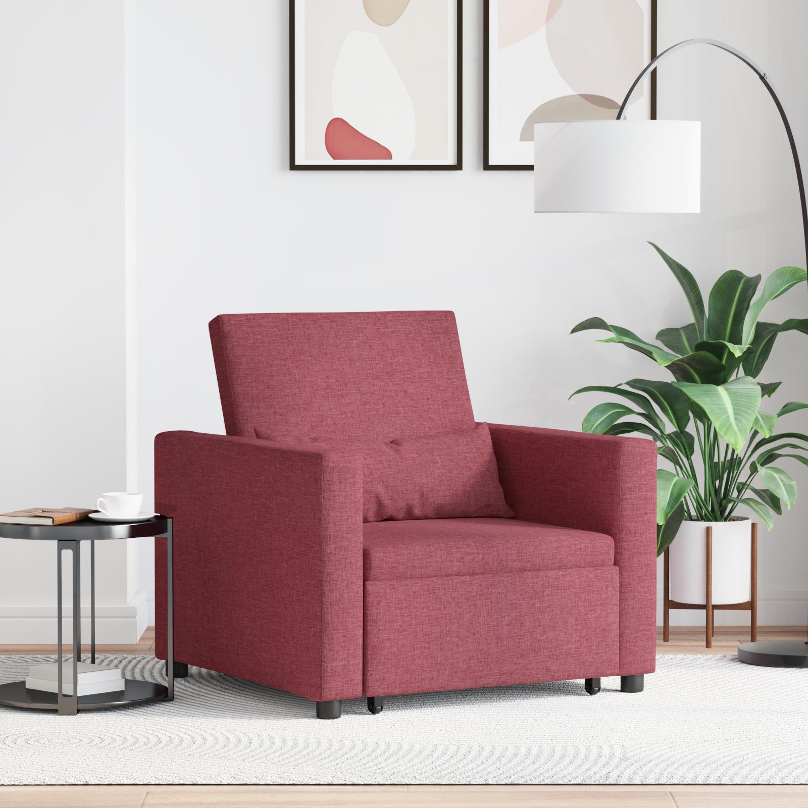 Enkelt Sofa Seng med hjul Vinrød 90 x 165 x 87 cm Stof