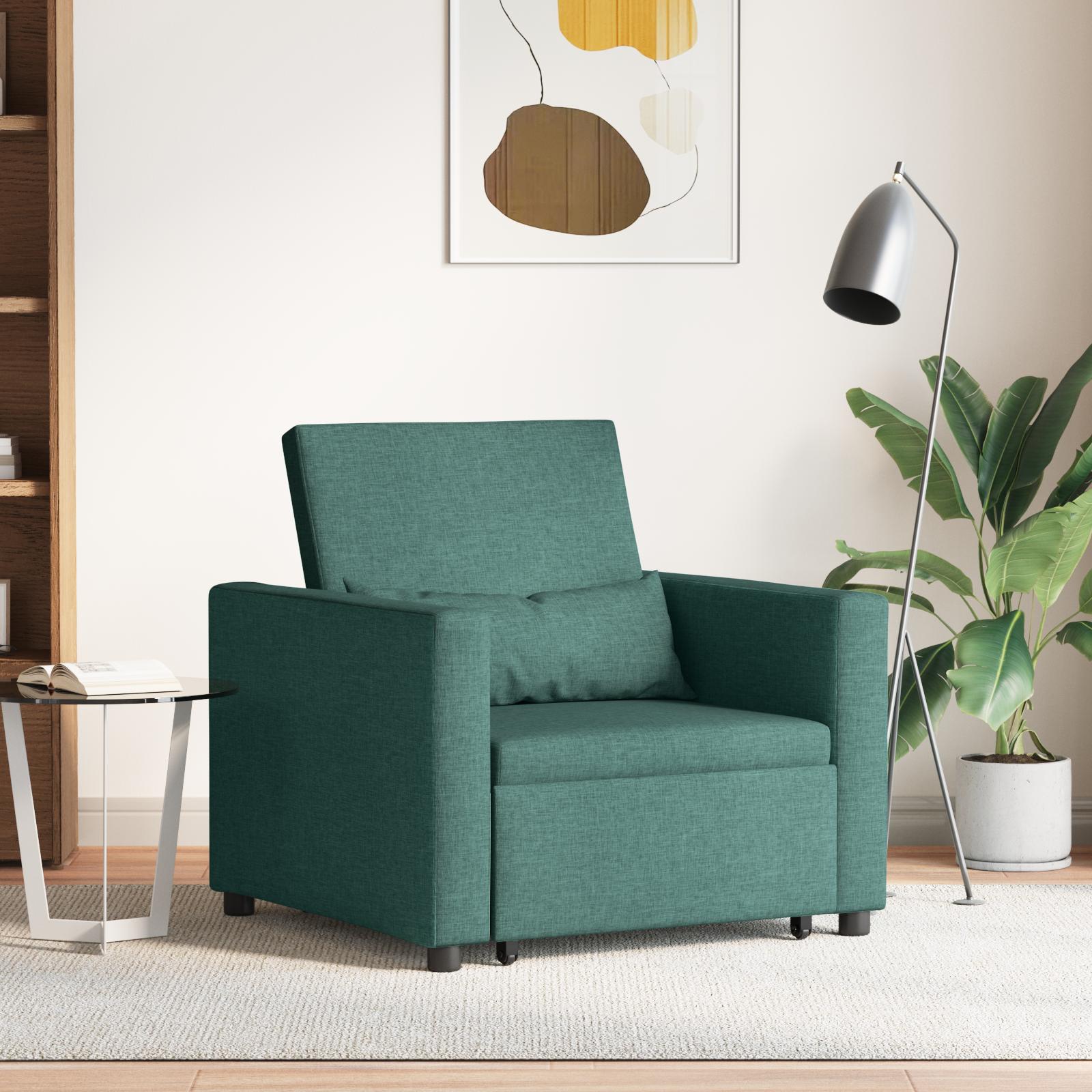 Enkelt Sofa Seng med hjul Mørkegrøn 90 x 165 x 87 cm Stof