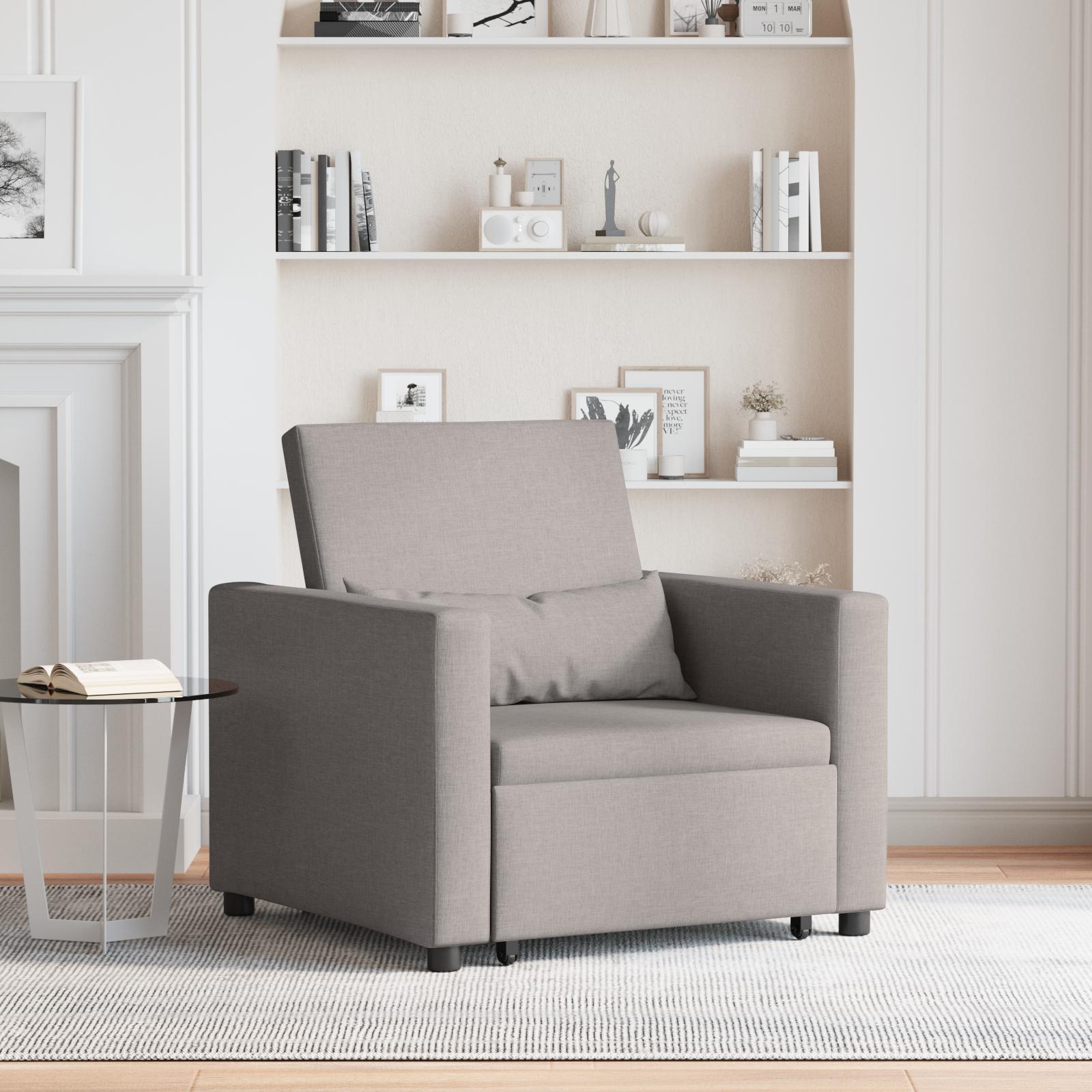 Enkelt Sofa Seng med hjul Gråbrun 90 x 165 x 87 cm Stof