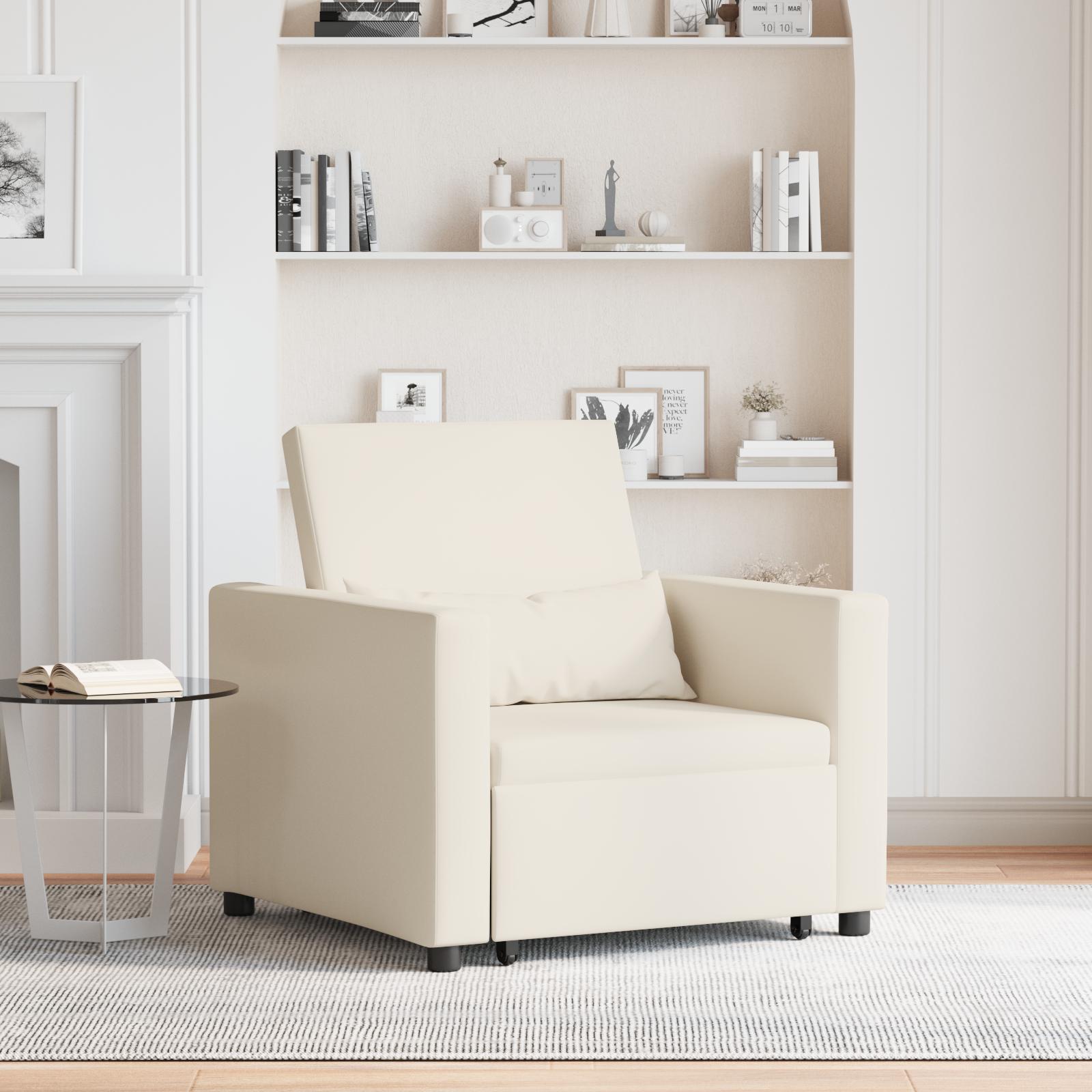 Enkelt Sofa Seng med hjul Cremehvid 90 x 165 x 87 cm Stof