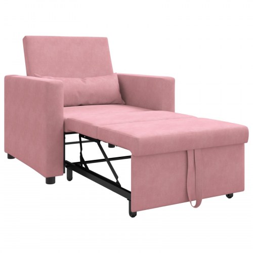 Enkelt Sofa Seng med hjul Lys pink 90 x 165 x 87 cm Fløjl