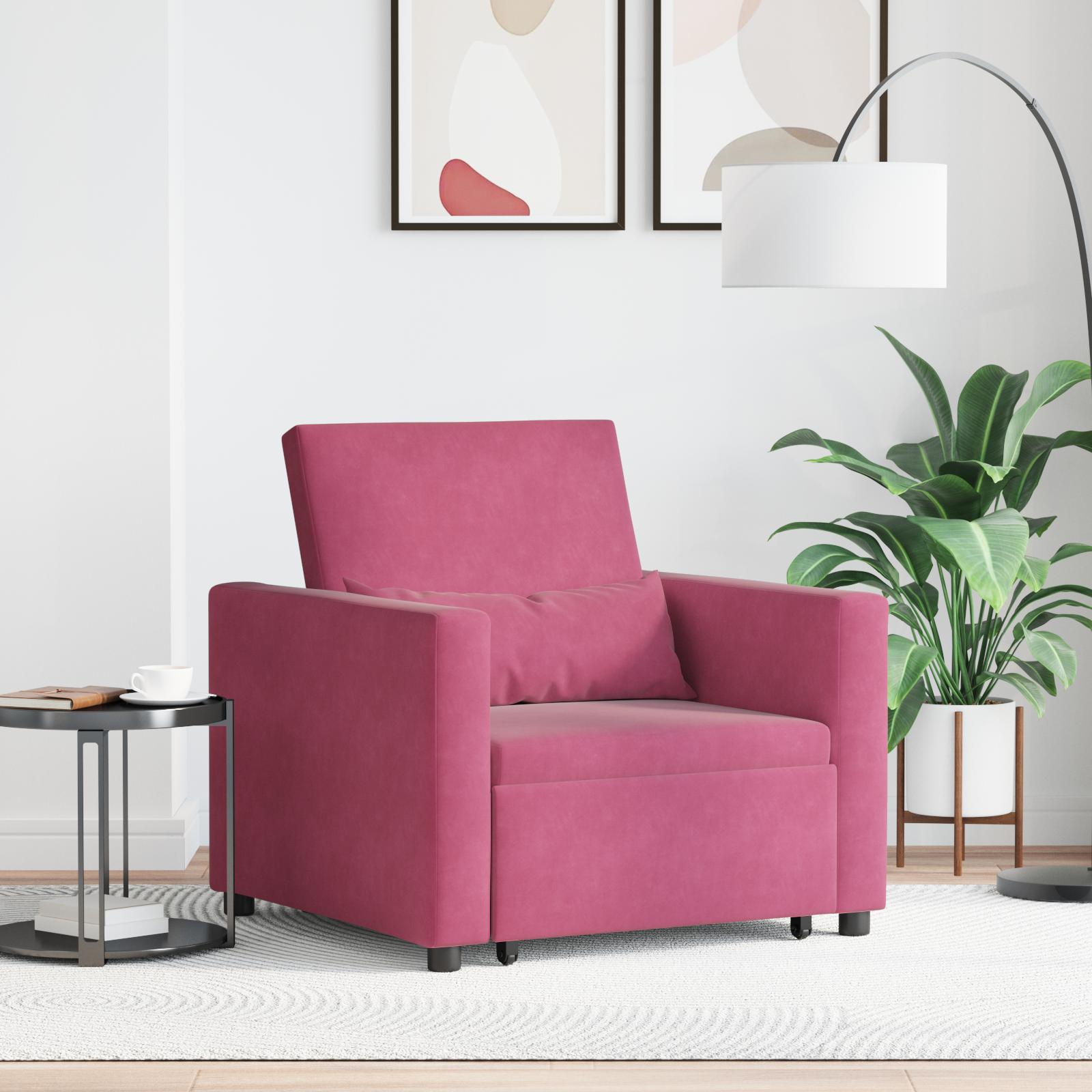 Enkelt Sofa Seng med hjul Vinrød 90 x 165 x 87 cm Fløjl