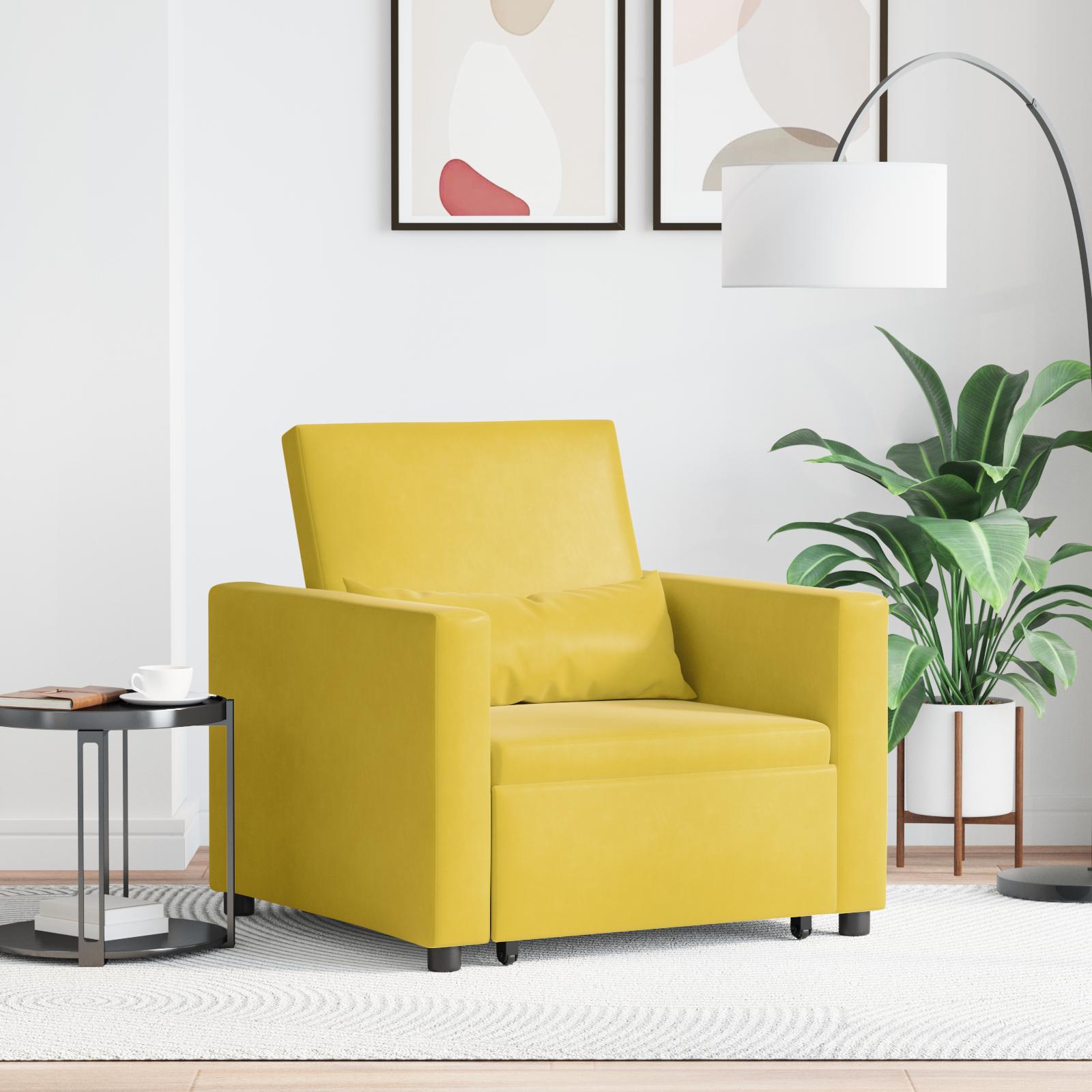 Enkelt Sofa Seng med hjul Gul 90 x 165 x 87 cm Fløjl