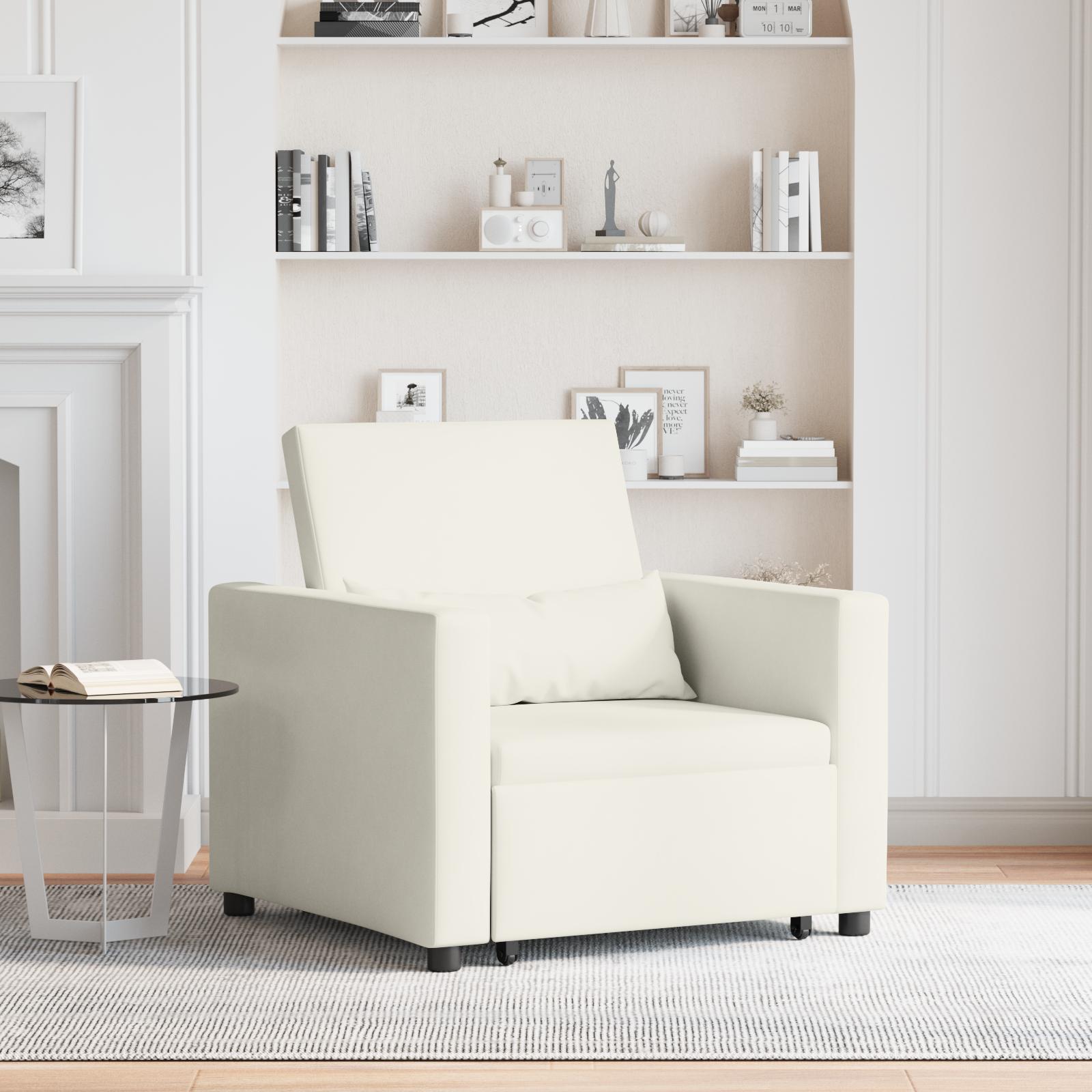 Enkelt Sofa Seng med hjul Creme 90 x 165 x 87 cm Fløjl