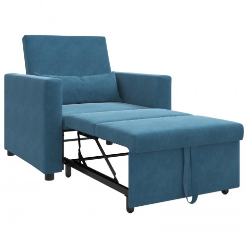 Enkelt Sofa Seng med hjul Blå 90 x 165 x 87 cm Fløjl