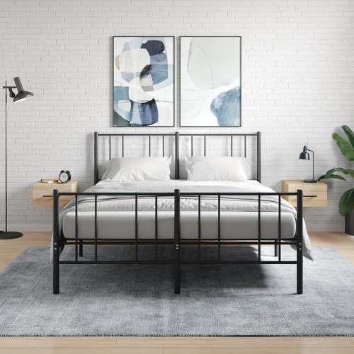 Væghængte sengeborde 2 stk. 35×35×20 cm - sonoma-eg
