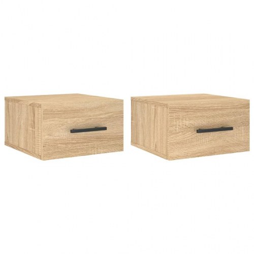Væghængte sengeborde 2 stk. 35×35×20 cm - sonoma-eg