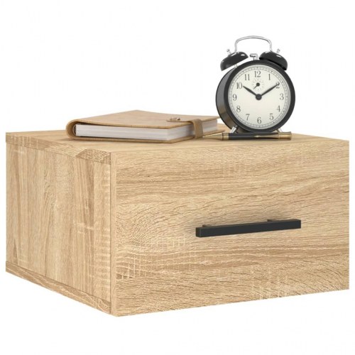 Væghængte sengeborde 2 stk. 35×35×20 cm - sonoma-eg