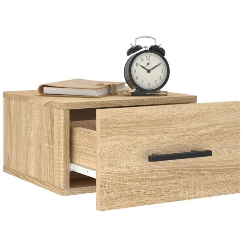 Væghængte sengeborde 2 stk. 35×35×20 cm - sonoma-eg