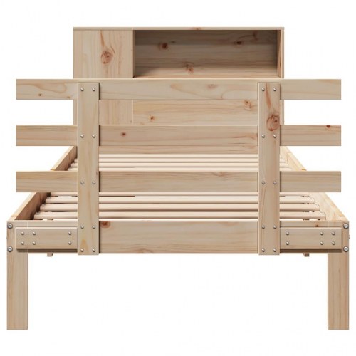 Seng med reol uden madras 90x190 cm massivt fyrretræ