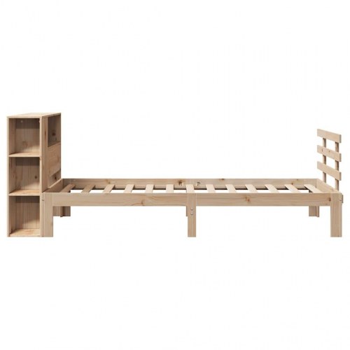 Seng med reol uden madras 90x190 cm massivt fyrretræ