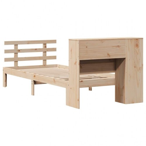 Seng med reol uden madras 90x190 cm massivt fyrretræ