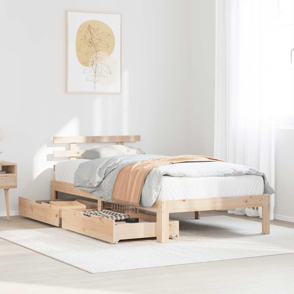 Sengeramme med skuffer 90x190 cm massivt fyr