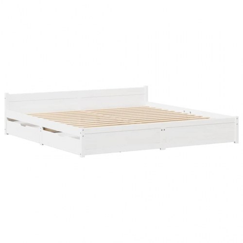 Sengeramme uden madras 100x200 cm massivt fyrretræ hvid