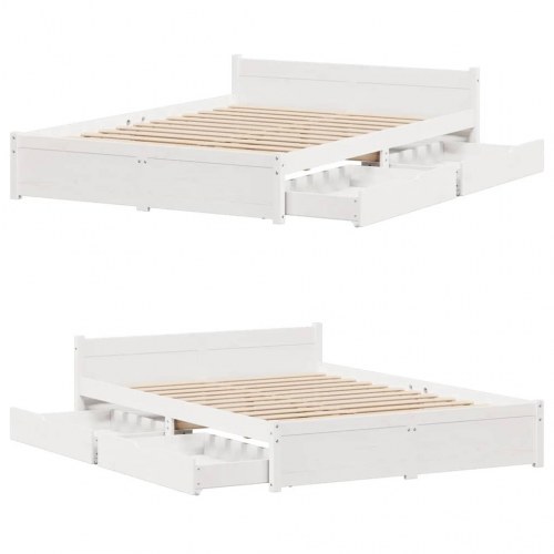 Sengeramme uden madras 100x200 cm massivt fyrretræ hvid