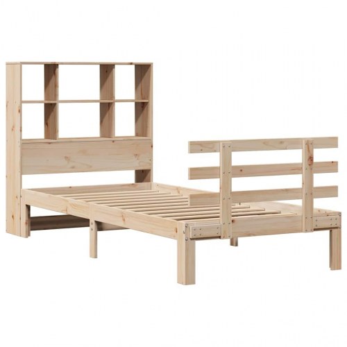 Seng med reol uden madras 90x190 cm massivt fyrretræ