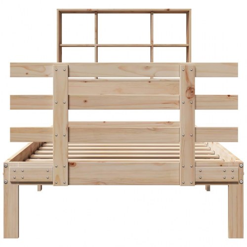 Seng med reol uden madras 90x190 cm massivt fyrretræ