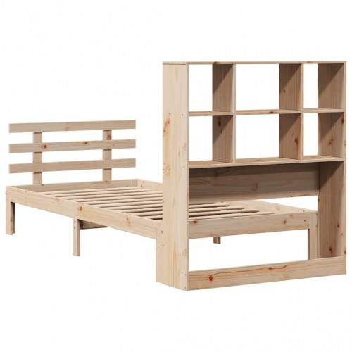 Seng med reol uden madras 90x190 cm massivt fyrretræ