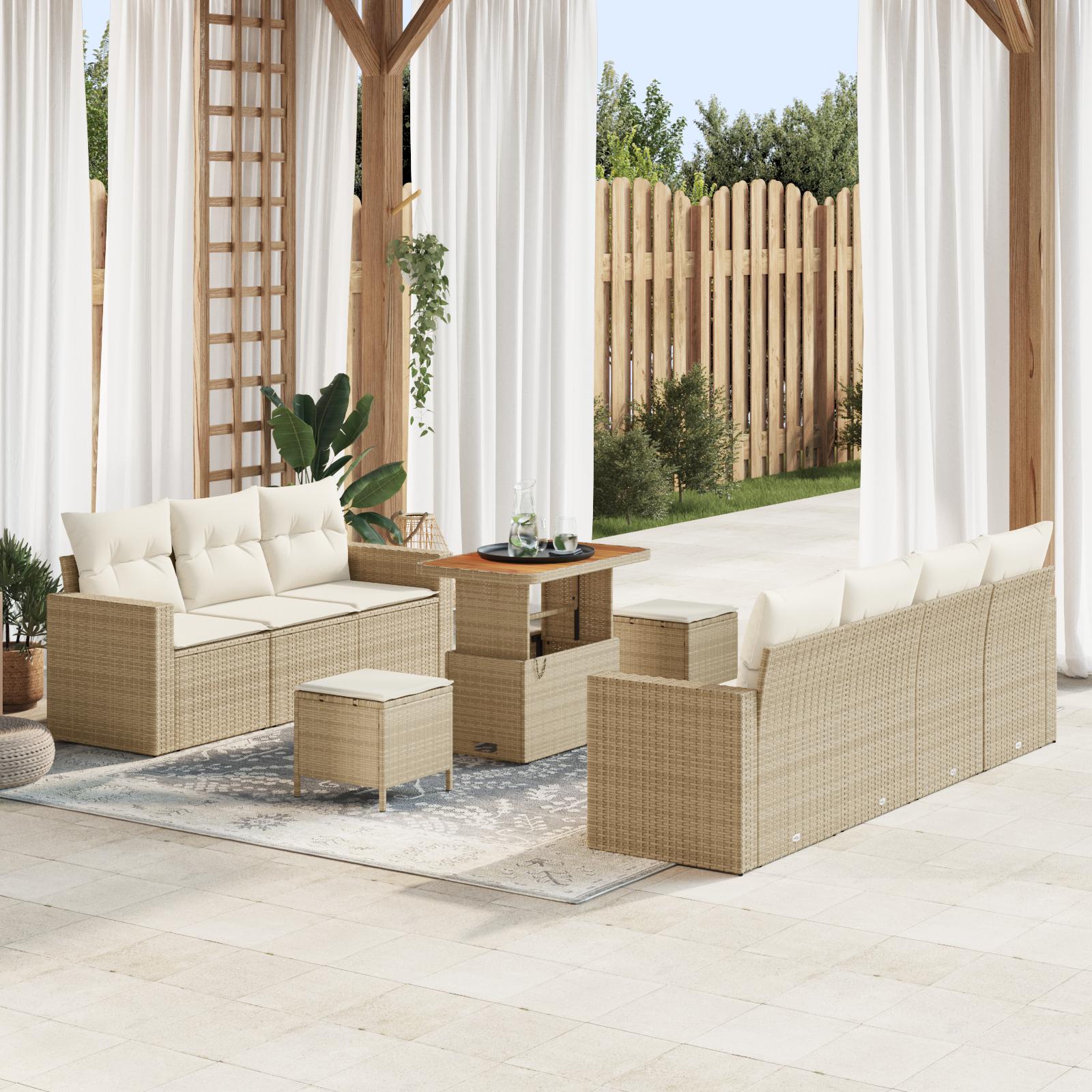 Havesofa SÃ¦t 10 stk beige og cremefarvet 90 x 55 x 71 cm