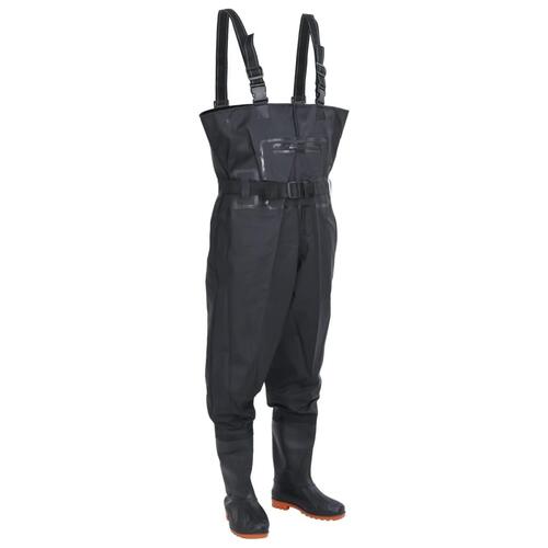 Waders med støvler og bælte str. 45 sort (OUTLET A)