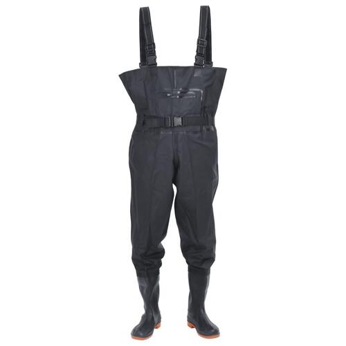 Waders med støvler og bælte str. 45 sort (OUTLET A)