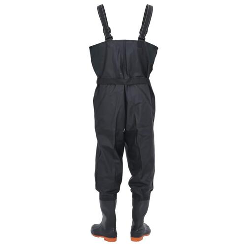Waders med støvler og bælte str. 45 sort (OUTLET A)