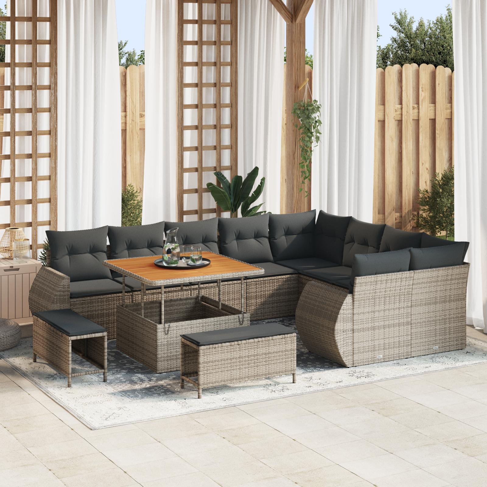 Havesofa SÃ¦t med pude 12 stk GrÃ¥ 100 x 100 x 71 cm