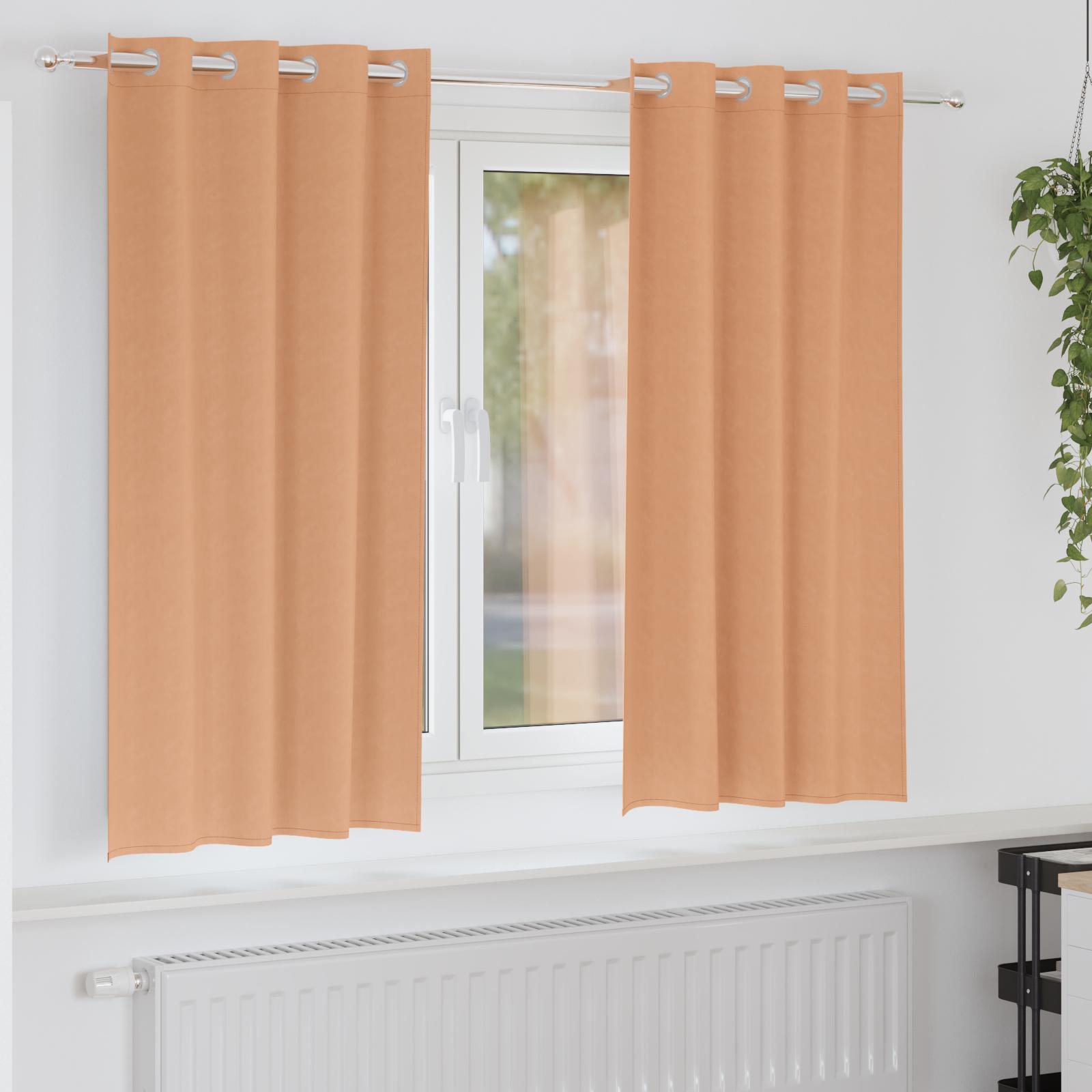 Gardiner med gardiner 2 stk Lysebrun 175 x 140 cm Polyester
