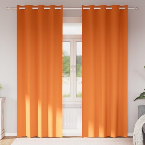 Gardiner med gardiner 2 stk Lys orange 225 x 140 cm Polyester