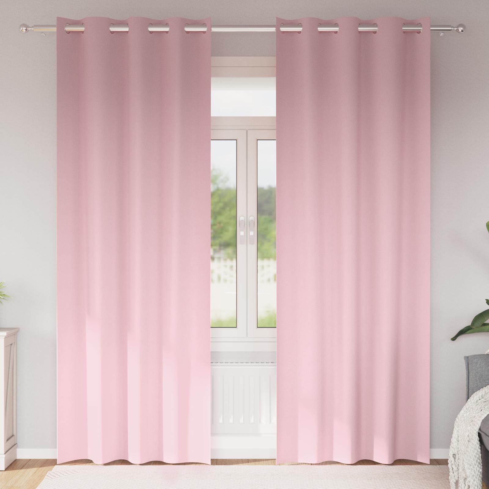 Gardiner med gardiner 2 stk Baby lyserød 225 x 140 cm Polyester