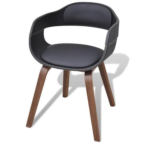 Spisebordsstole 2 stk. bøjet træ og kunstlæder sort