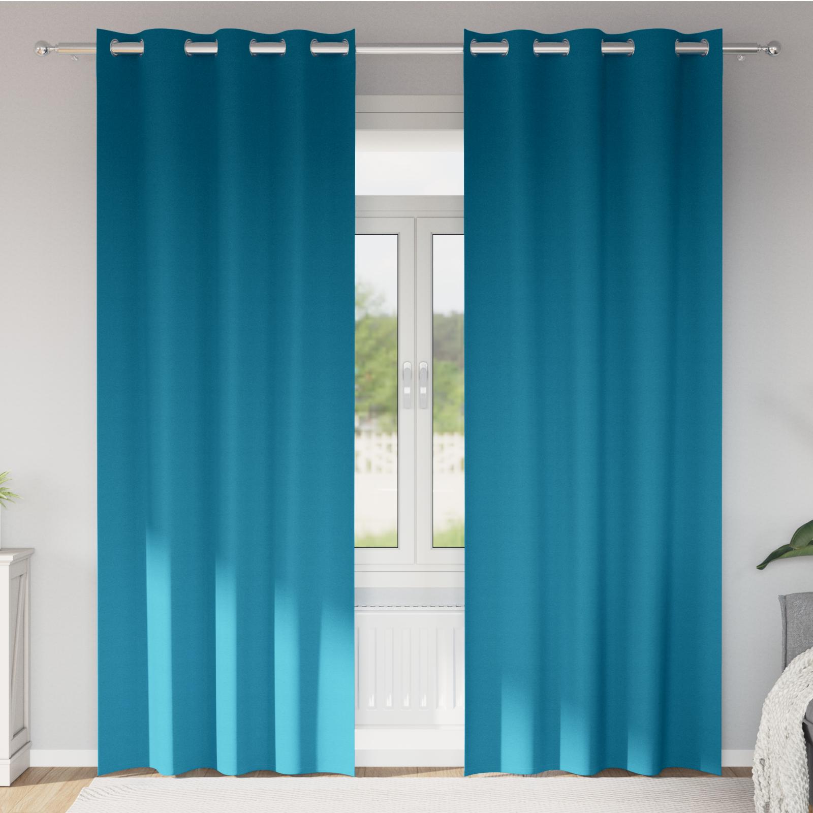 Gardiner med gardiner 2 stk Turkis 260 x 140 cm Polyester