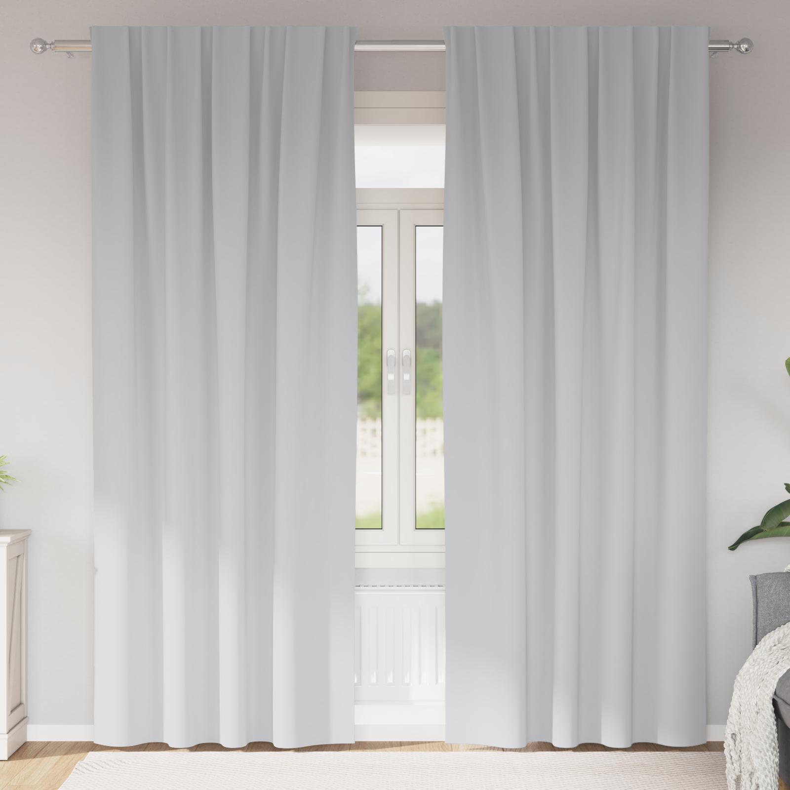 Gardiner med gardiner 2 stk Lys grå 260 x 140 cm Polyester