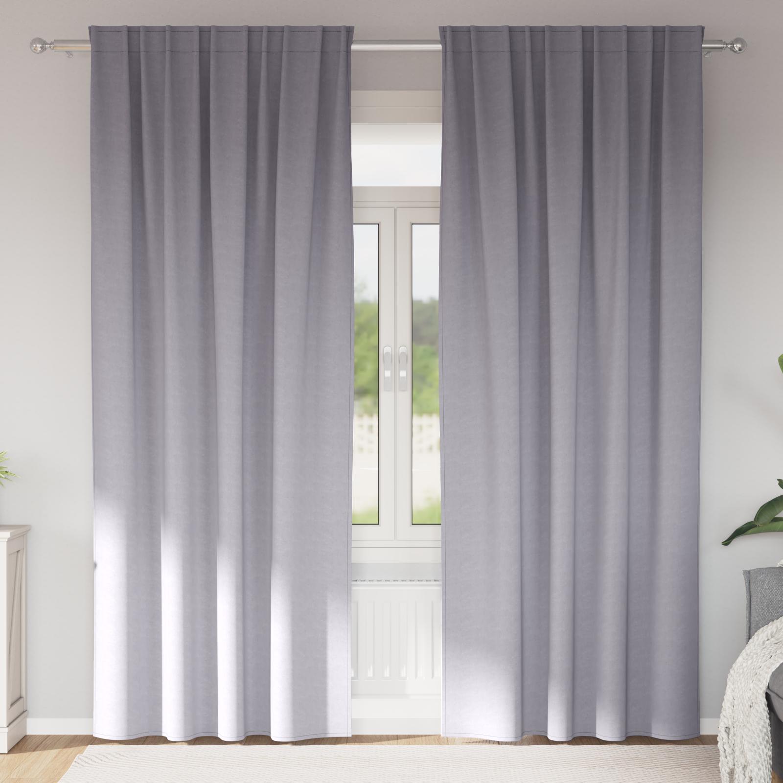 Gardiner med gardiner 2 stk Metal grå 225 x 140 cm Polyester