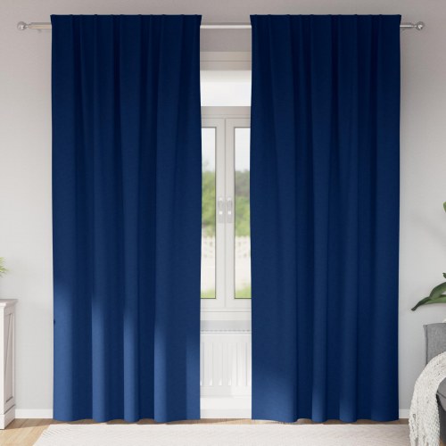 Gardiner med gardiner 2 stk Mørkeblå 260 x 140 cm Polyester