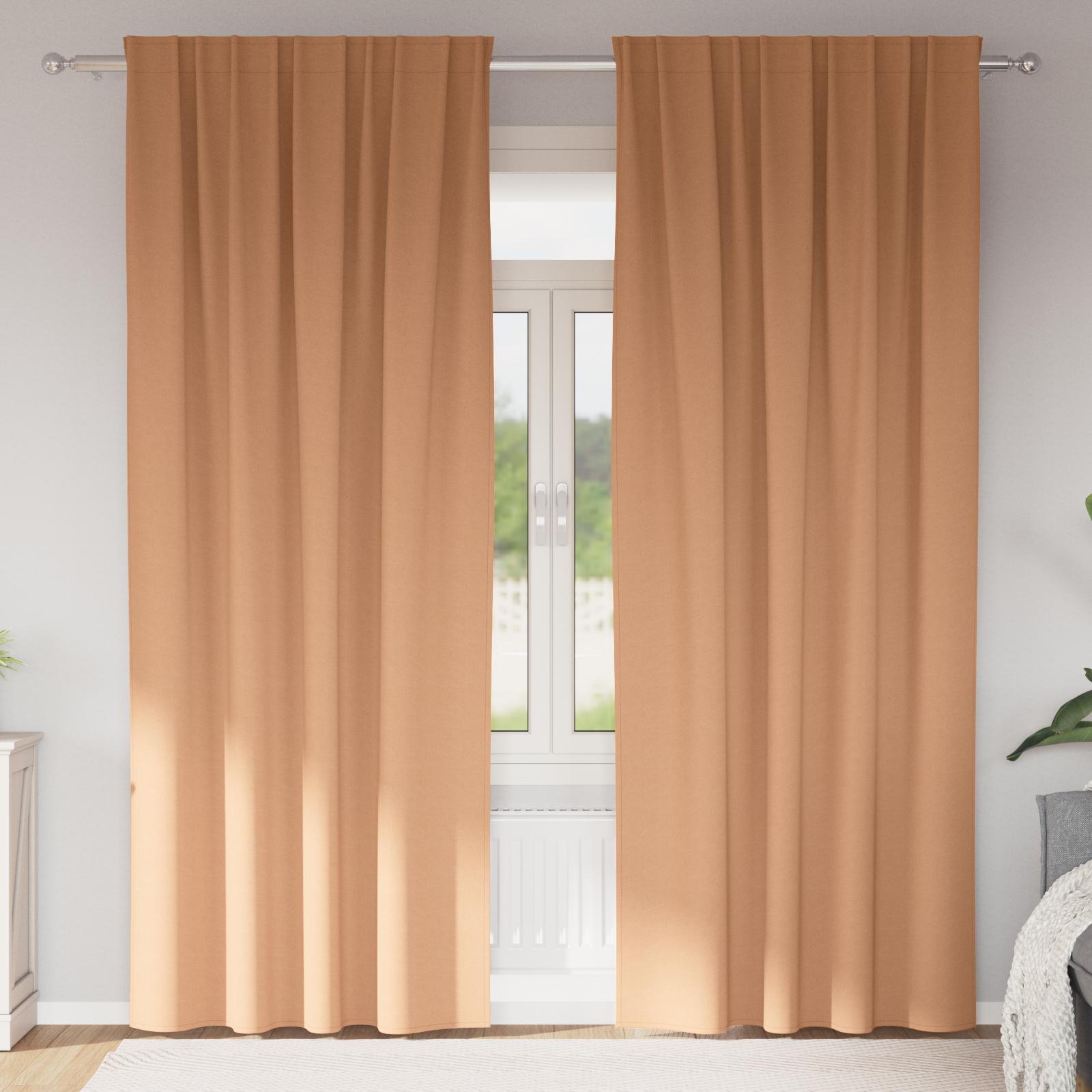 Gardiner med gardiner 2 stk Lysebrun 260 x 140 cm Polyester