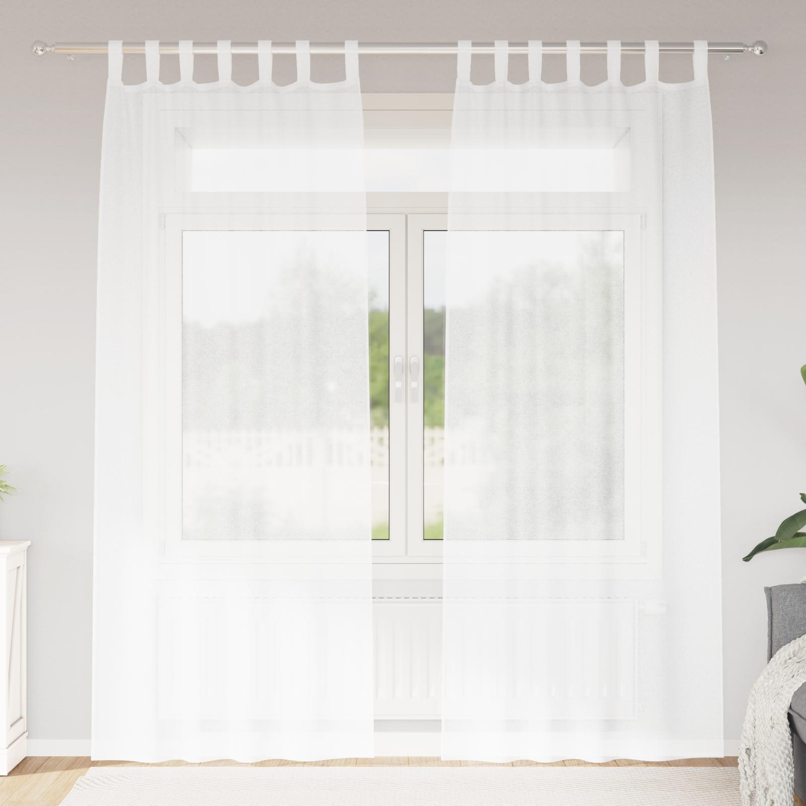 Gardiner med gardiner 2 stk Hvid 140 x 260 cm Polyester
