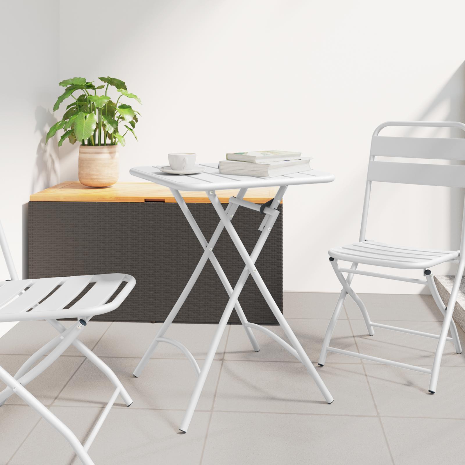 Havemøbel Bord Hvid 55 x 55 x 73 cm Pulverlakeret stål