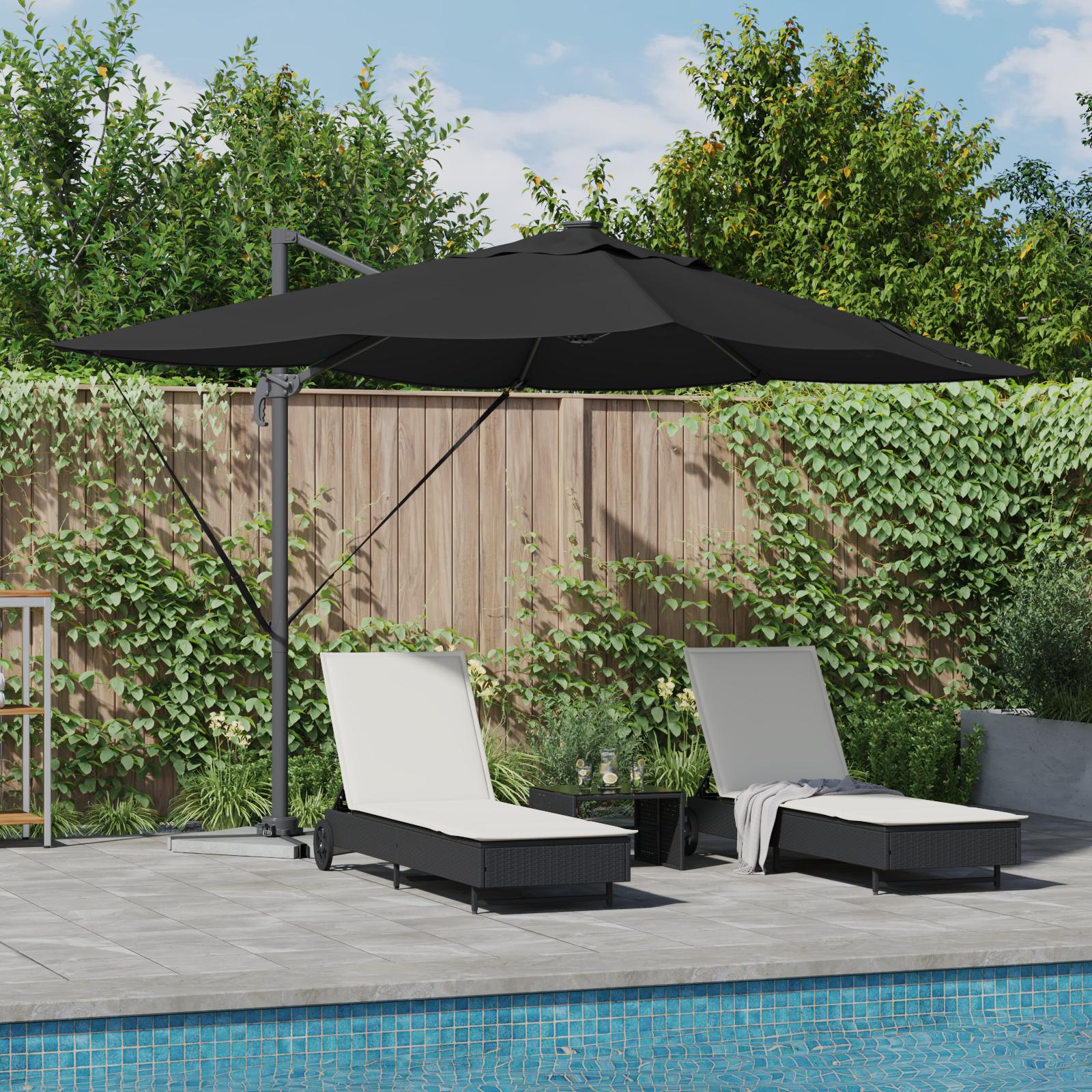 Kantilever Roma Parasol med lås Sort og sort 352 x 251 x 265 cm