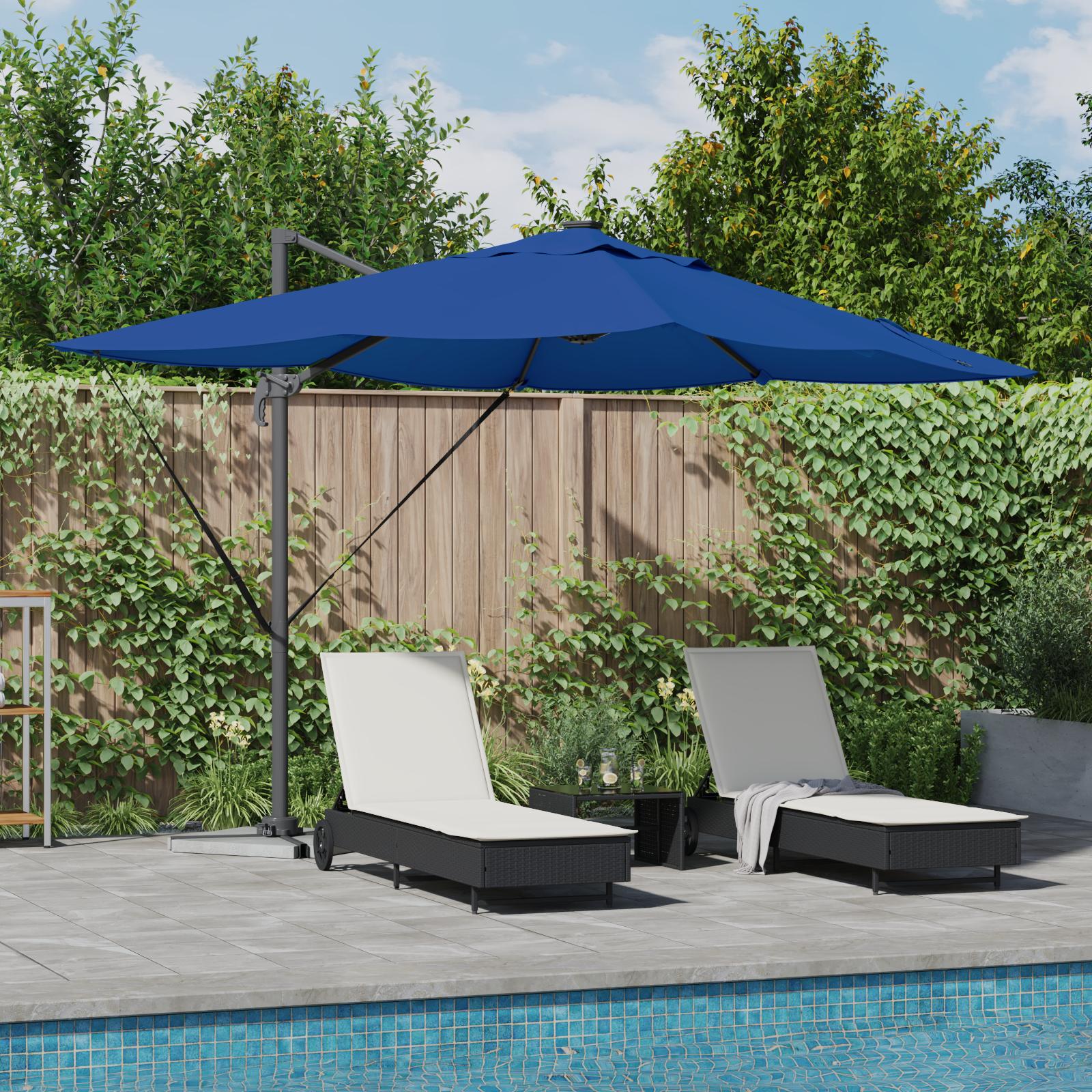 Kantilever Roma Parasol med lås Blå og Sort 352 x 251 x 265 cm