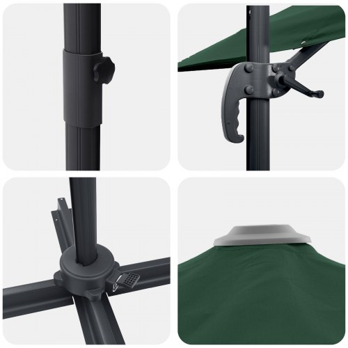 Cantilever Roma Parasol Grøn 286x285x265 cm Aluminium