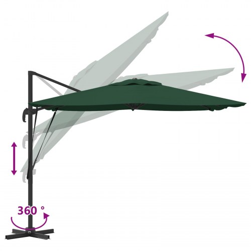 Cantilever Roma Parasol Grøn 286x285x265 cm Aluminium