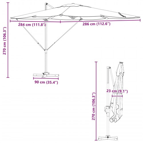 Cantilever Roma Parasol Grøn 286x285x265 cm Aluminium
