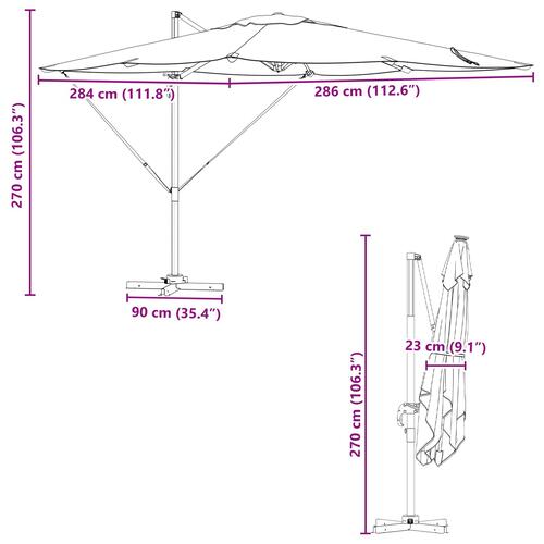 Vippe Roma Parasol Antracit 286x285x265 cm Aluminium