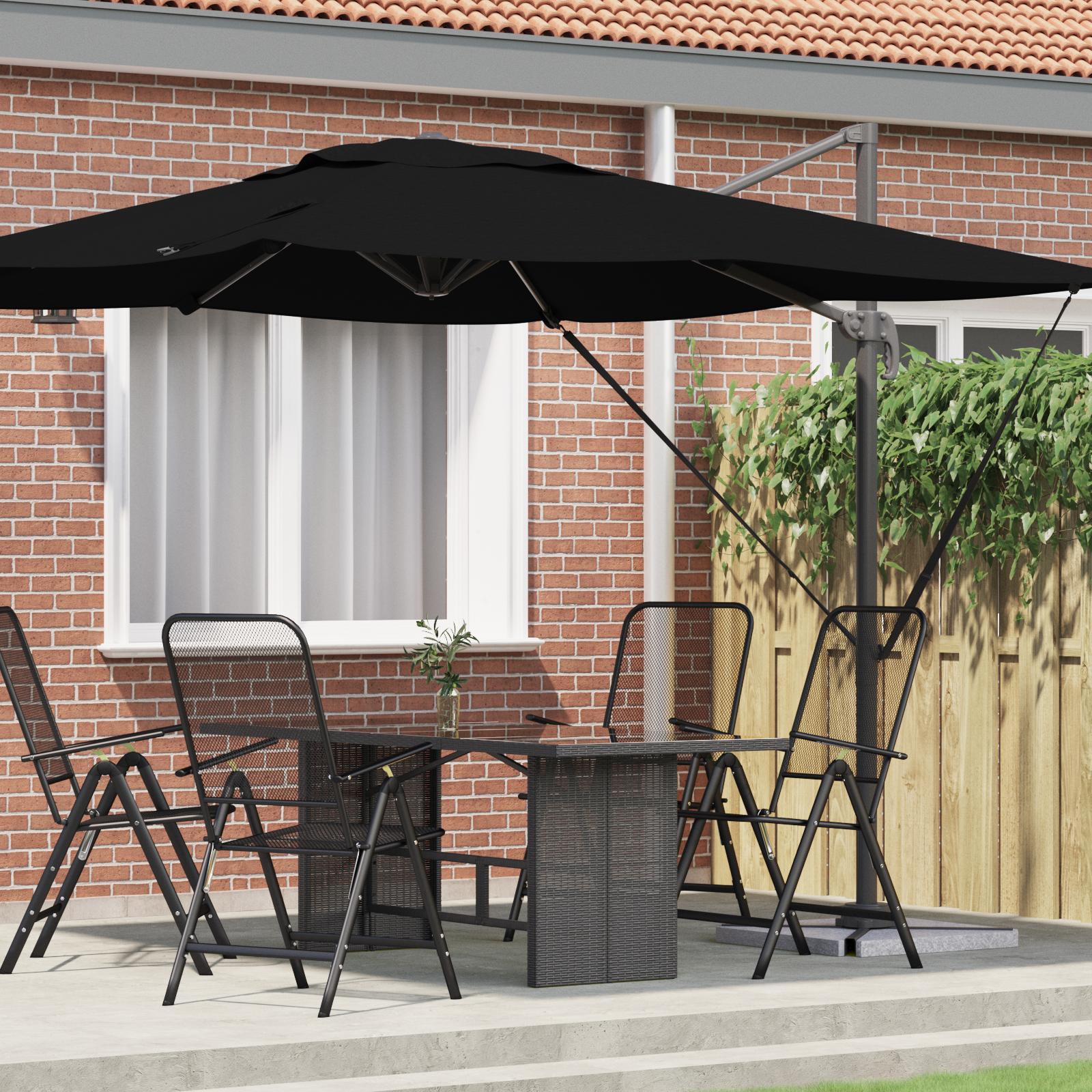 Roma Parasol Sort 286 x 285 x 265 cm Polyester og Aluminium